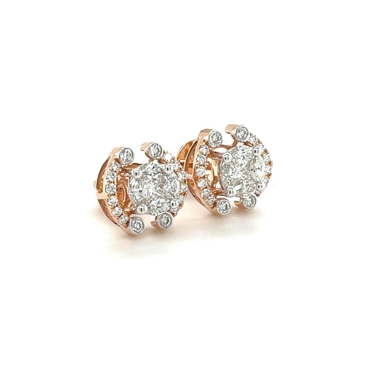 Exquisite Radiant Cluster Diamond Halo Stud Earrings